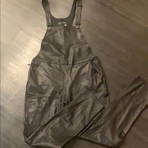 Black leather overall / brand new / never worn!